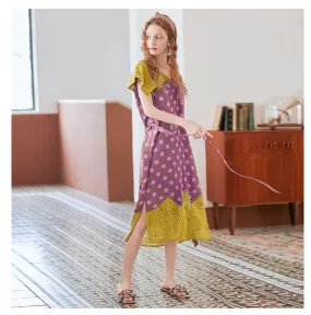 JAM PRINCESS MIDI DRESS WITH LACE COLLAR AND HEM IN YELLOW