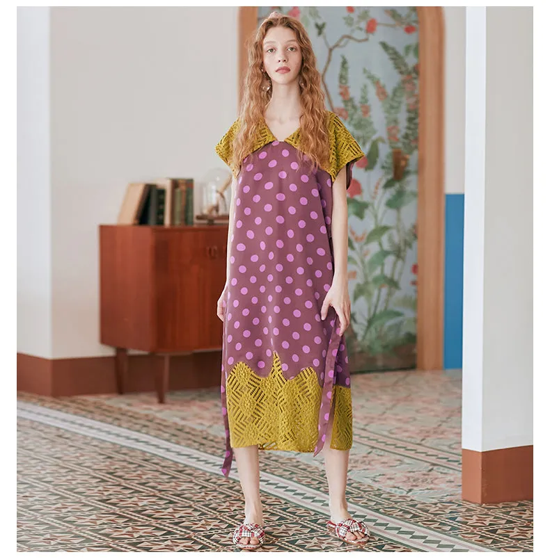 JAM PRINCESS MIDI DRESS WITH LACE COLLAR AND HEM IN YELLOW