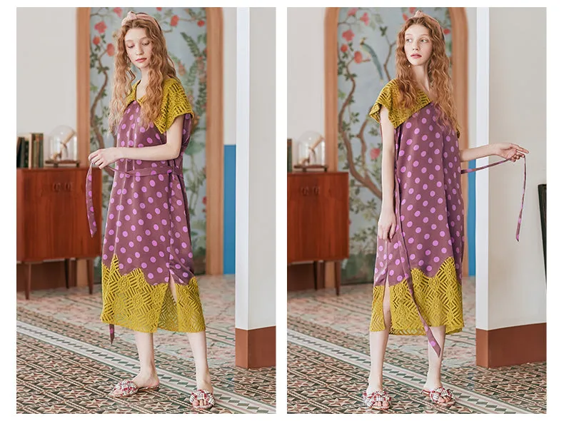 JAM PRINCESS MIDI DRESS WITH LACE COLLAR AND HEM IN YELLOW