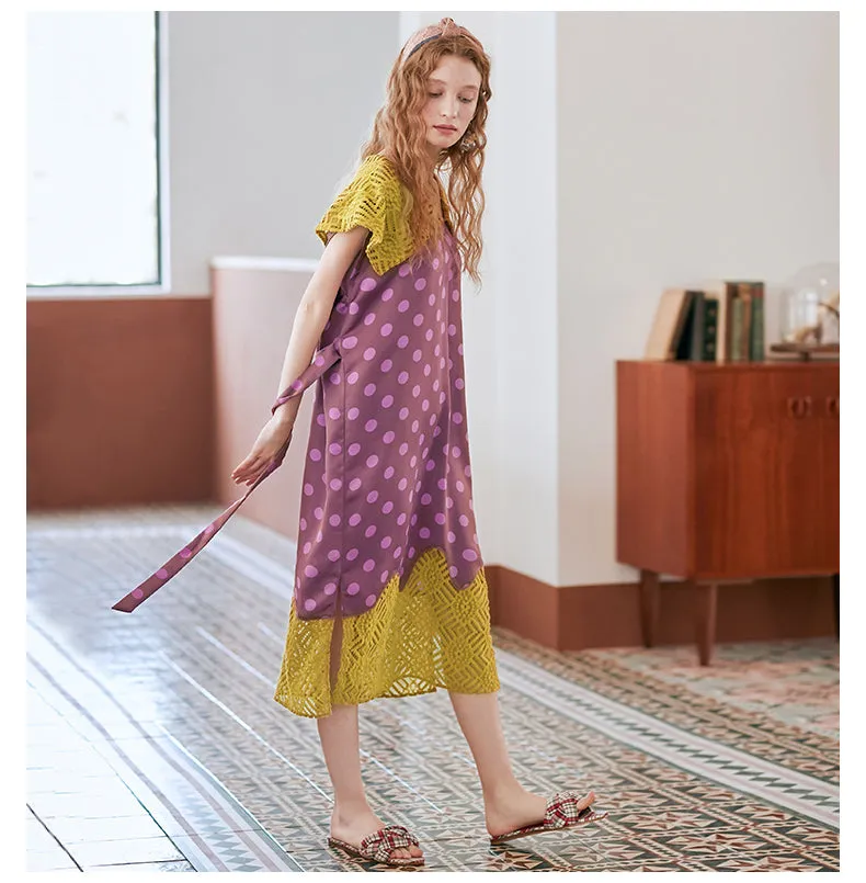 JAM PRINCESS MIDI DRESS WITH LACE COLLAR AND HEM IN YELLOW