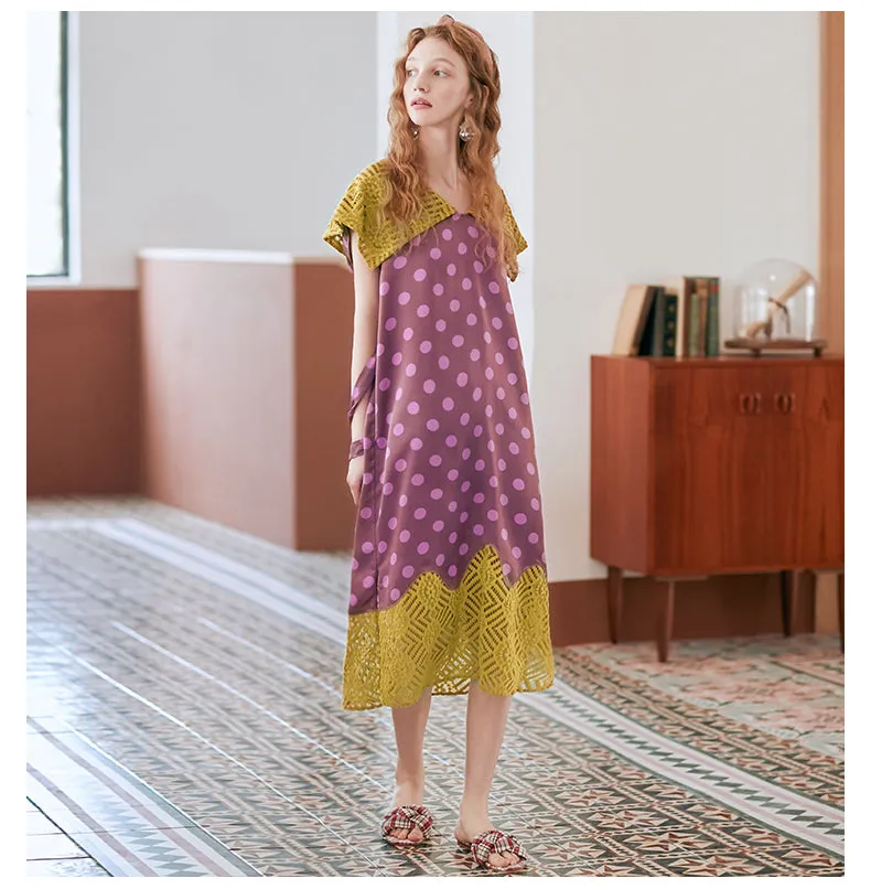 JAM PRINCESS MIDI DRESS WITH LACE COLLAR AND HEM IN YELLOW