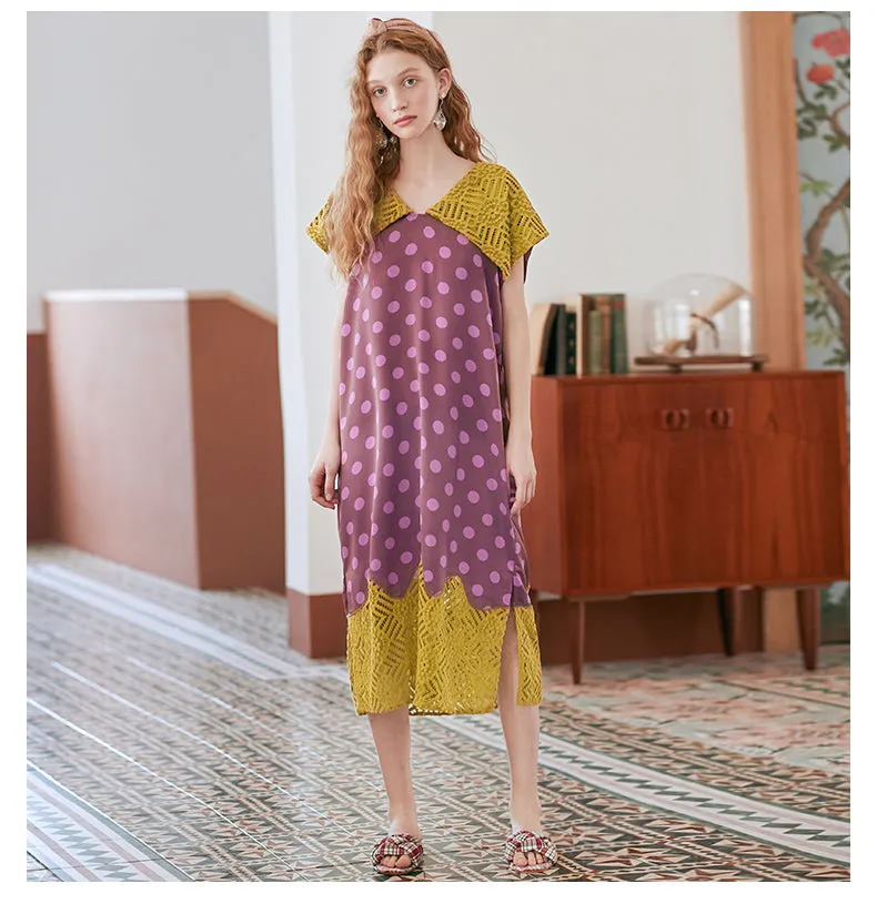 JAM PRINCESS MIDI DRESS WITH LACE COLLAR AND HEM IN YELLOW