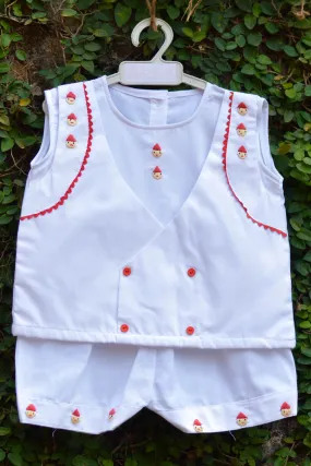 JOHN BABA SUIT WITH RED CAPPED PIXIES