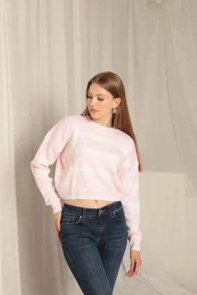 KKT Knitwear Fabric Striped Women's Pink Sweater - Ingolstadt