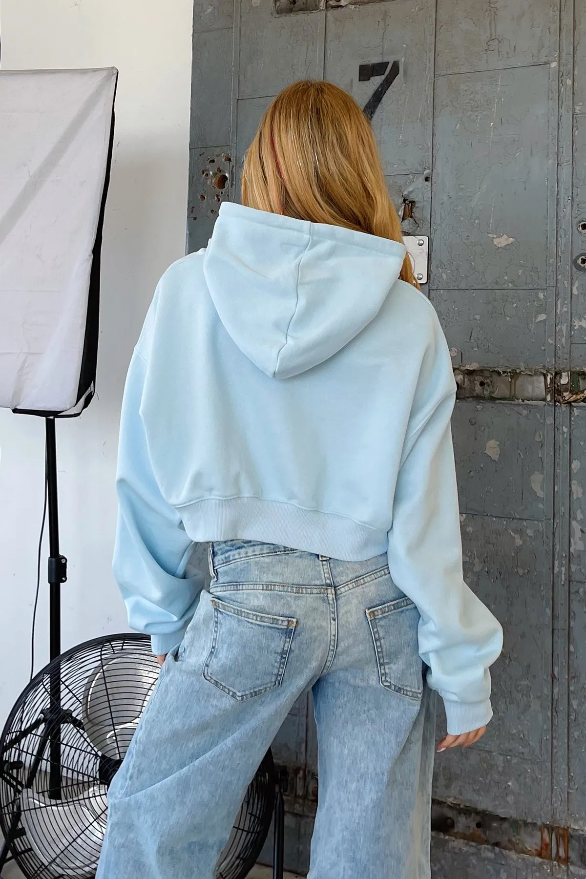 LA Native Light Blue Crop Hoodie