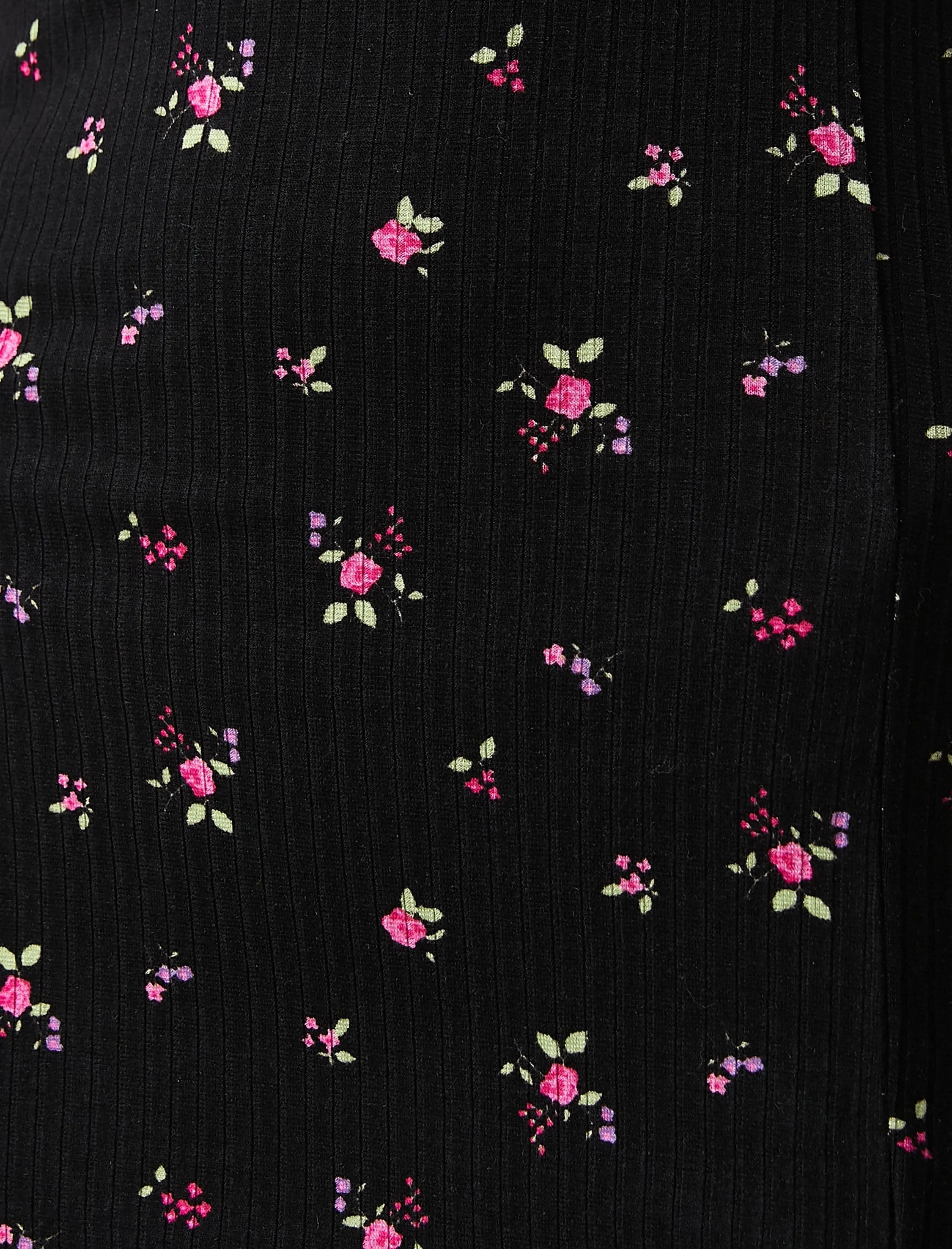 Lace-Up Back Floral Dress in Black