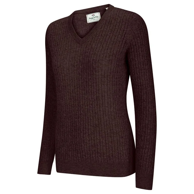 Lauder Ladies Cable Pullover In Redwood