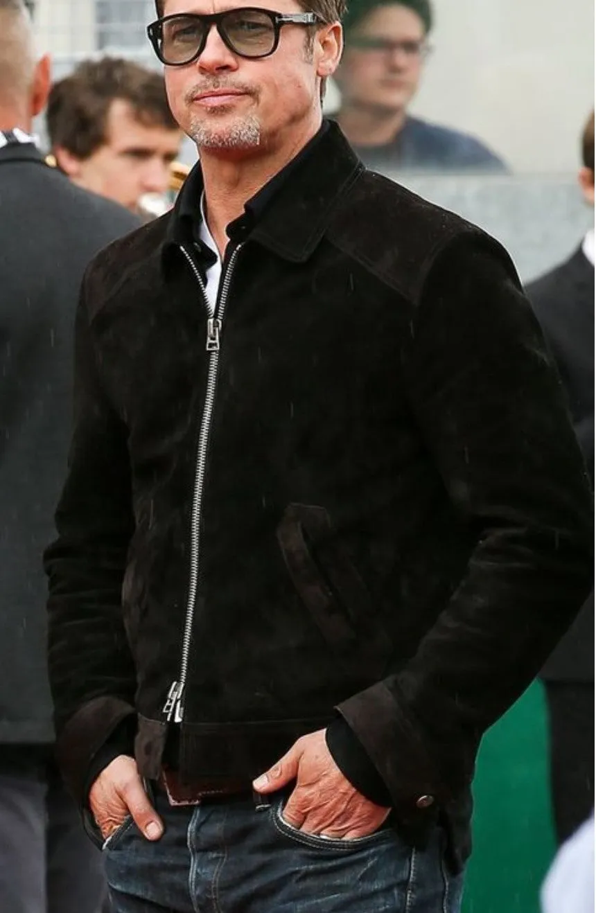 Macho Real Black Leather Suede Jacket Men Biker Motorcycle