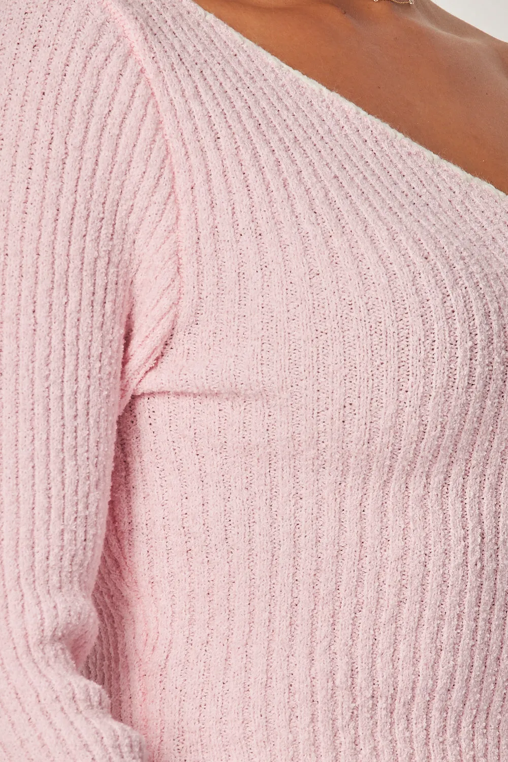Madison One Shoulder Long Sleeve Knit Crop Top