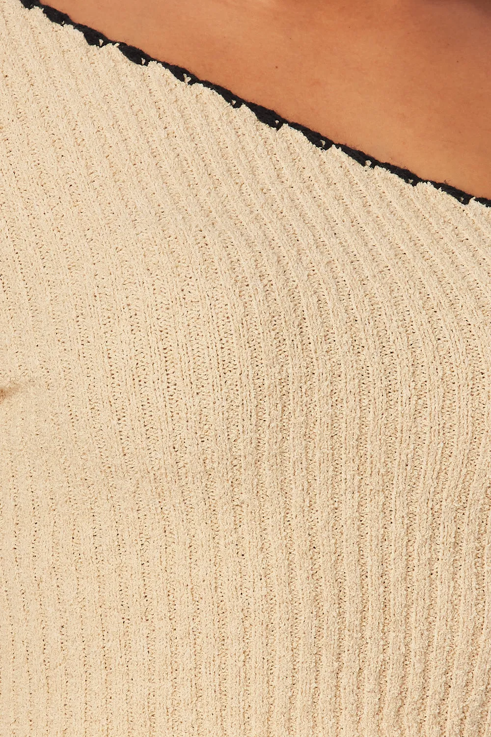 Madison One Shoulder Long Sleeve Knit Crop Top