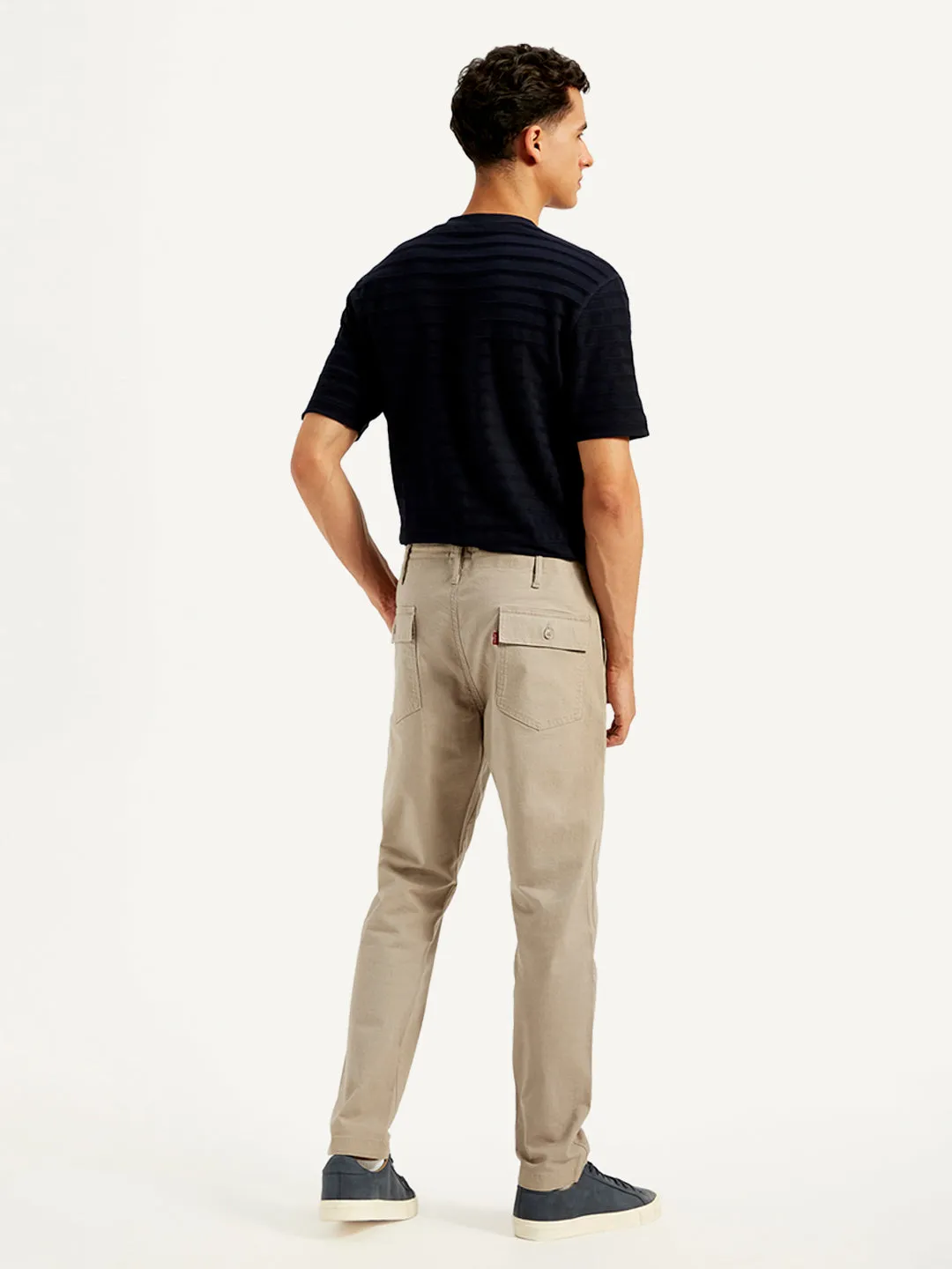 Men's Beige Slim Fit Trousers