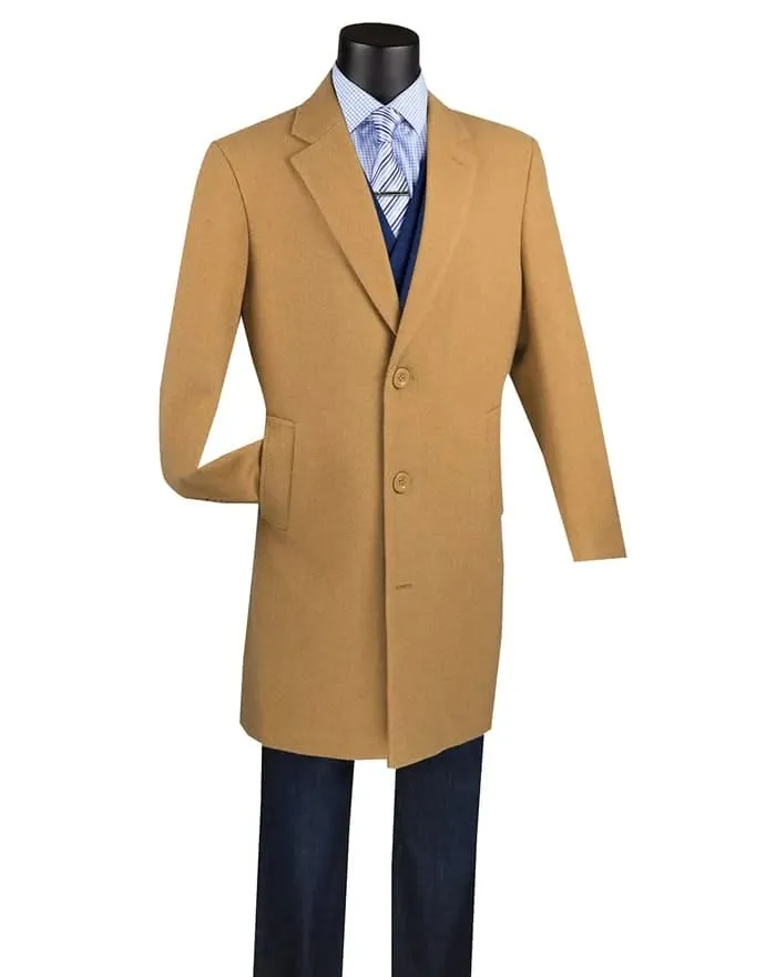 Mens Black Overcoat - Wool & Cashmere Regular Fit Camel Top Coat
