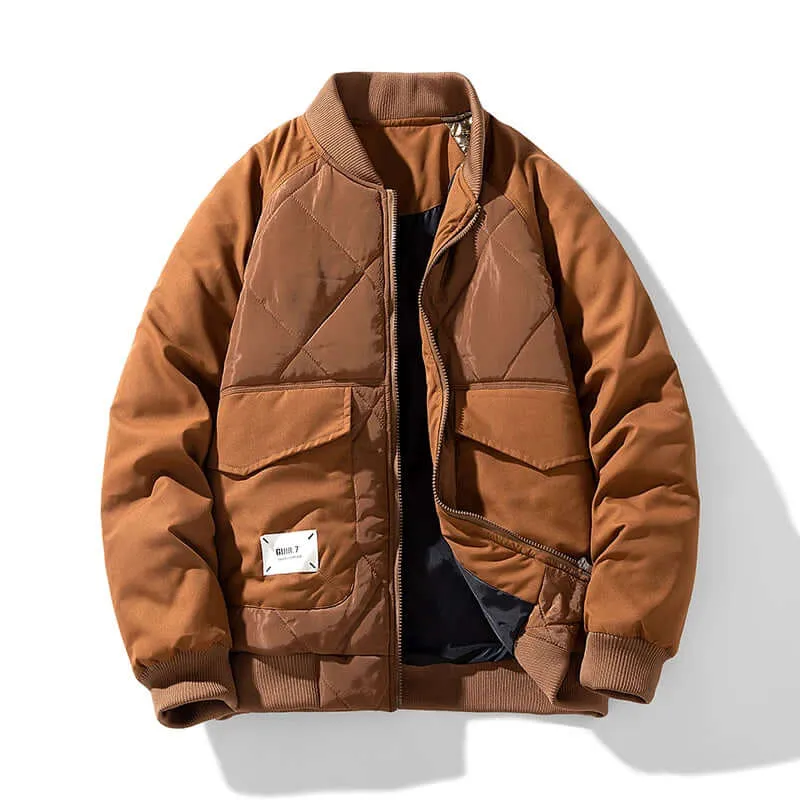 Men's Padded Bomber Jacket with Cargo Pockets