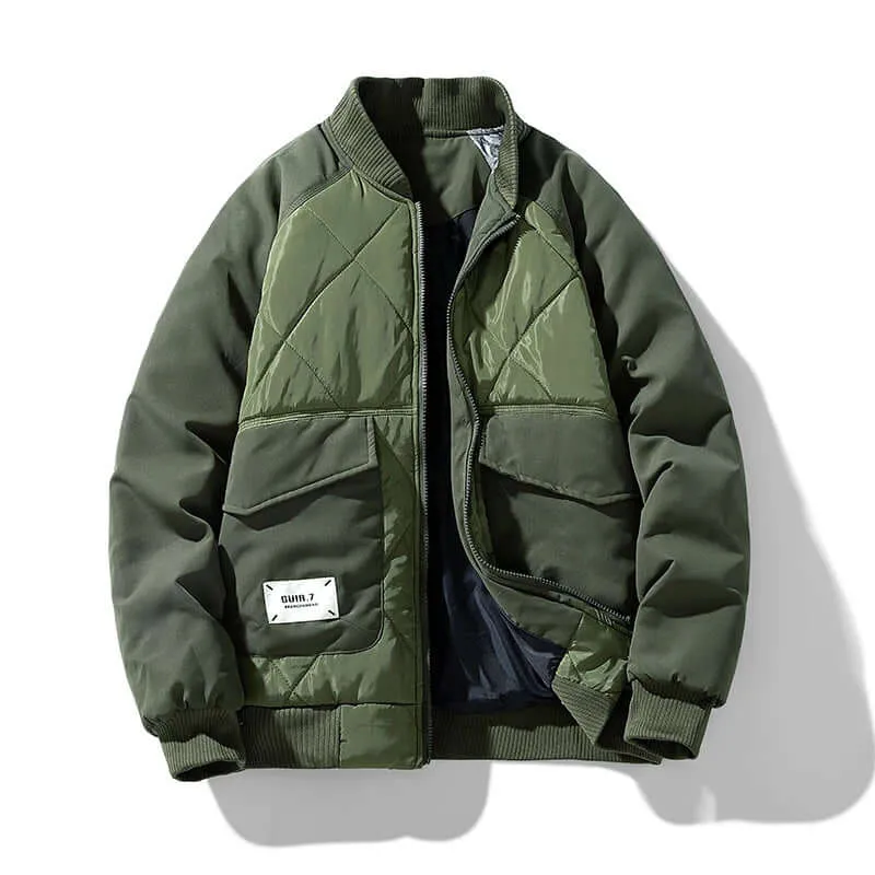 Men's Padded Bomber Jacket with Cargo Pockets