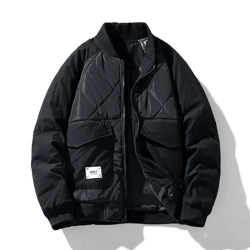 Men's Padded Bomber Jacket with Cargo Pockets
