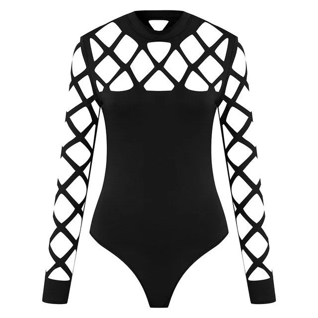 Mesh Sleeve Push Up Bodysuit