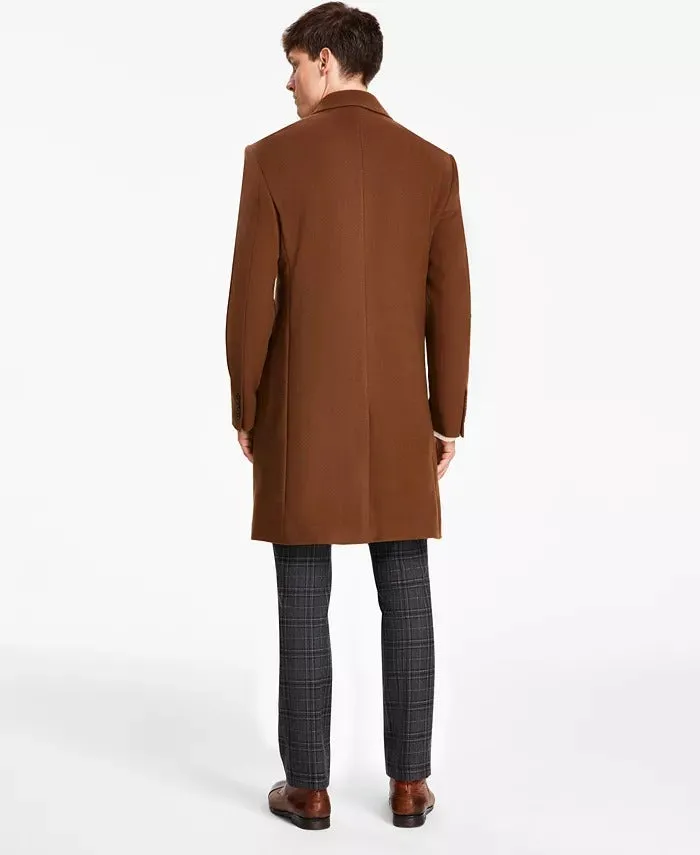 Michael Kors Mens Classic Fit Wool Cashmere Blend Overcoat Coat 38R Vicuna Brown