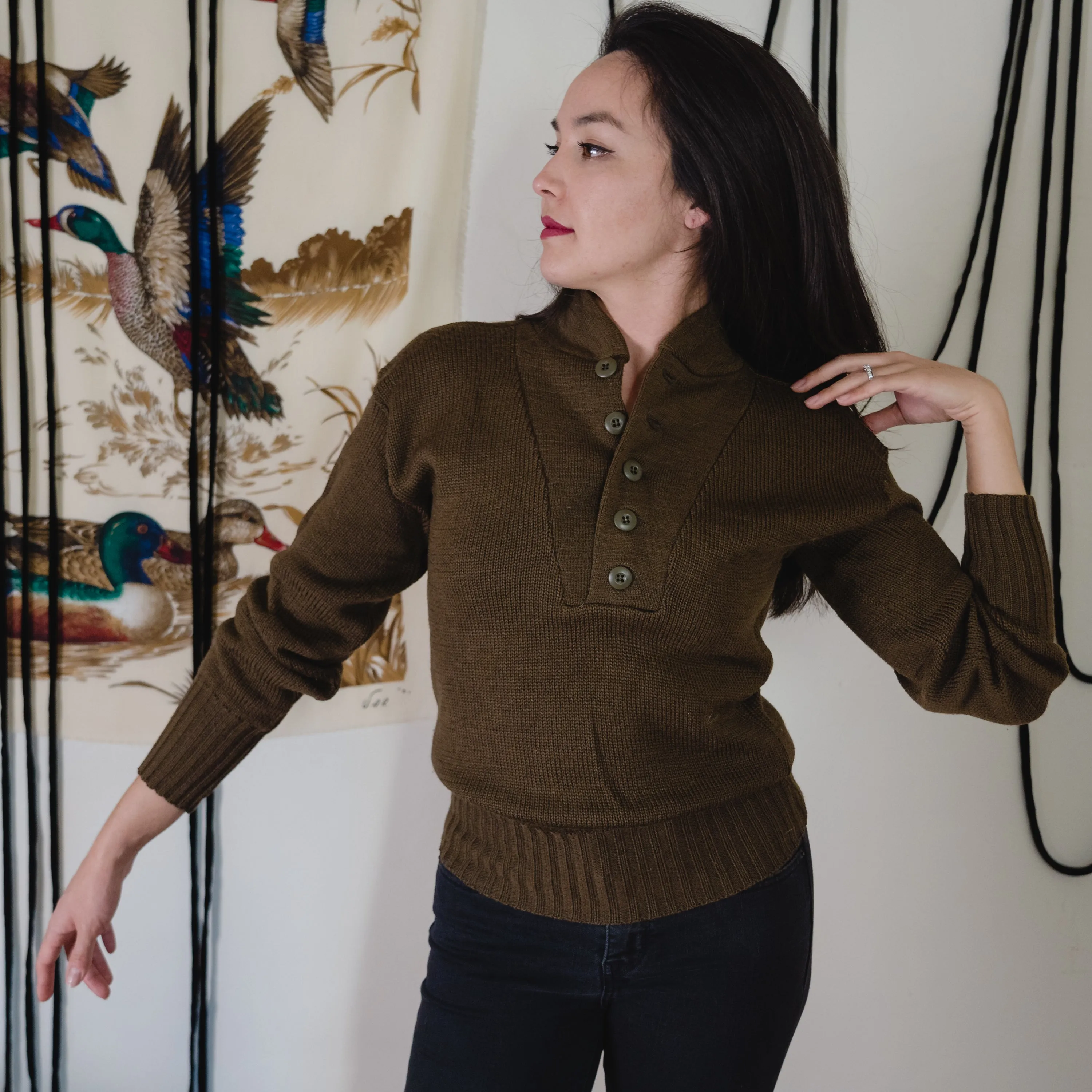 Military Wool Knit Sweater