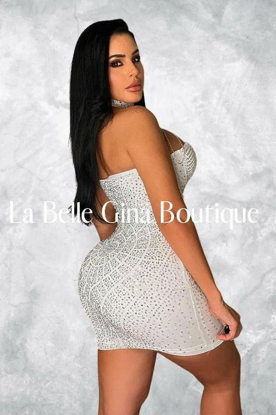 Mirtha tight chest tassel hot drill dress-white-FINAL SALE