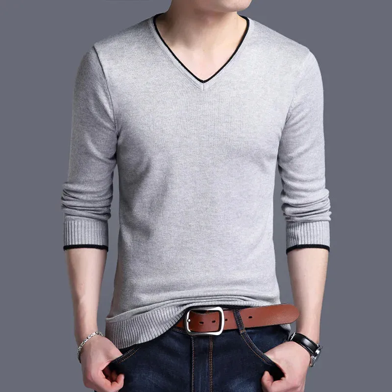 Männer Pullover Mode V-ausschnitt Gestrickte Pullover Slim Fit Frühling Herbst Koreanische Mens Kleidung Täglichen Weiß Schwarz Pullover Männer Pullover