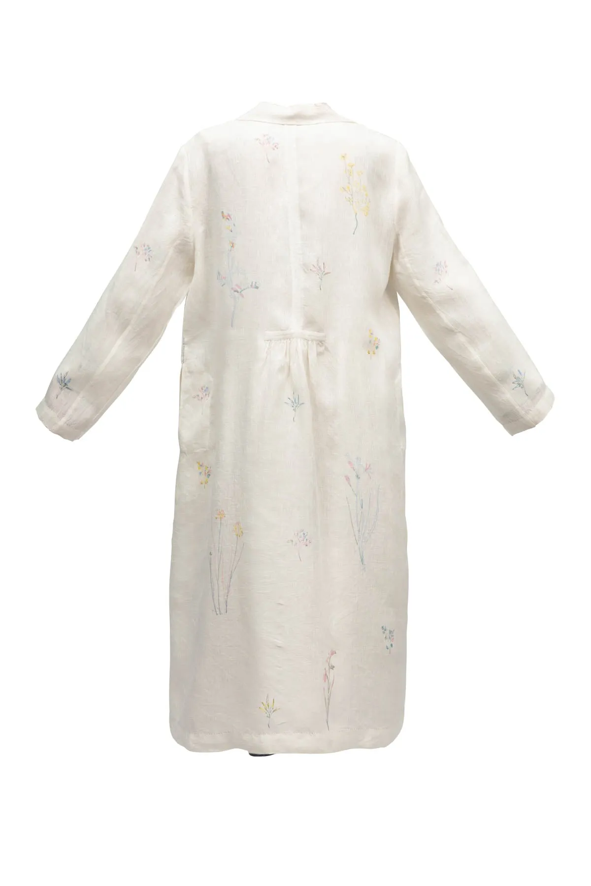 Monaco Floral Linen Coat - White