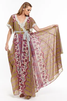 Mustard and Fuchsia Floral Safari Babe Maxi Dress