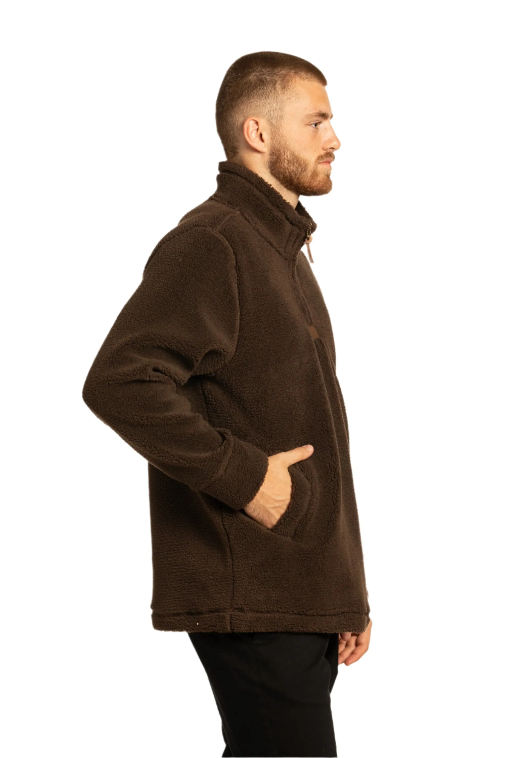 Newtownards 1/4 Top  Fleece Pullover in Mocha Brown