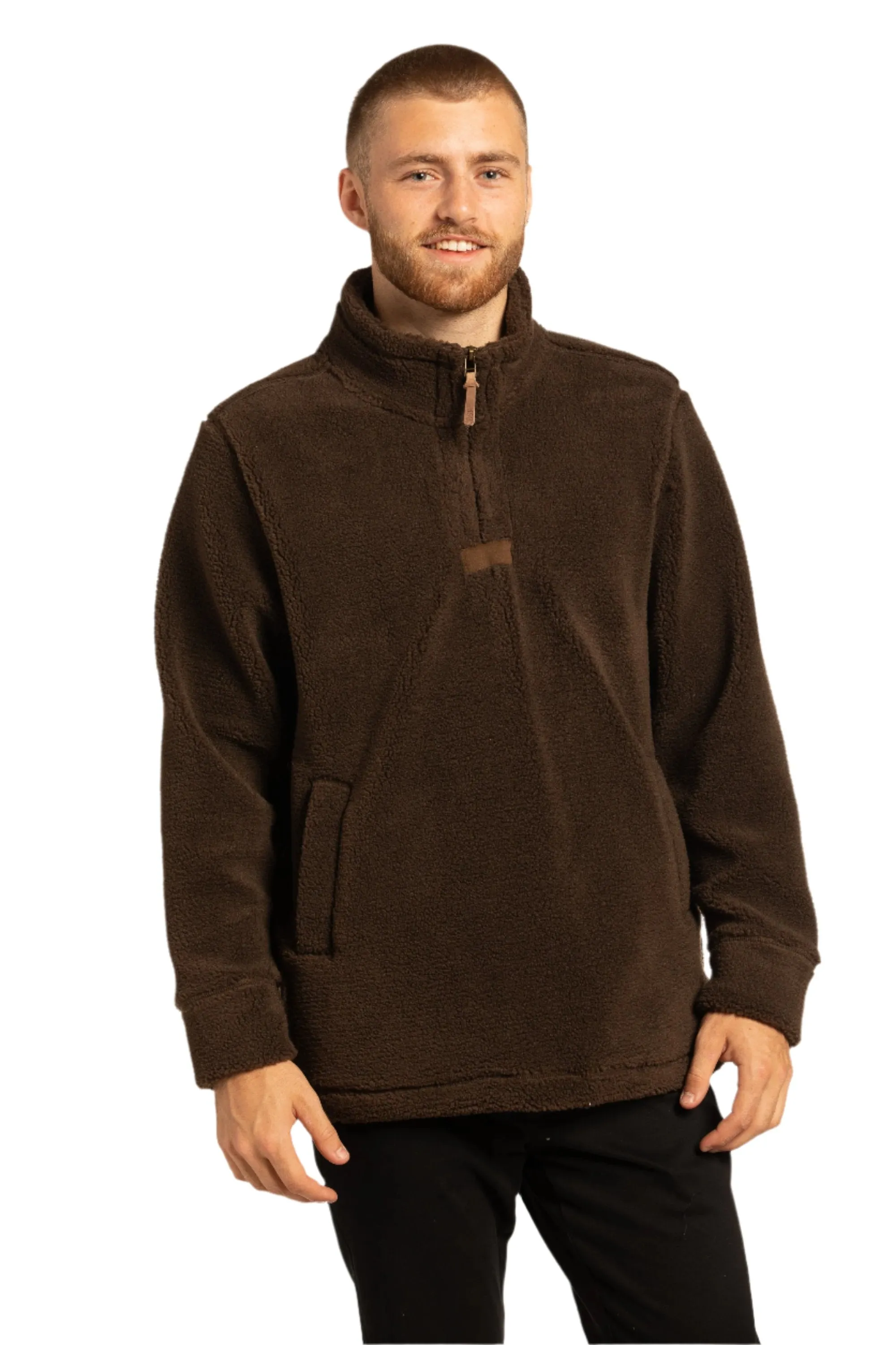 Newtownards 1/4 Top  Fleece Pullover in Mocha Brown