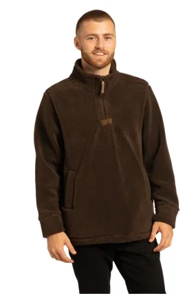 Newtownards 1/4 Top  Fleece Pullover in Mocha Brown