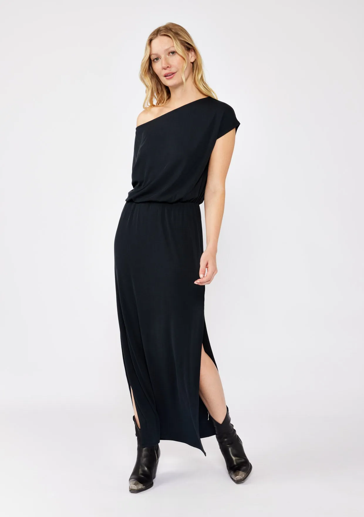 Off-Shoulder Slit Maxi Dress