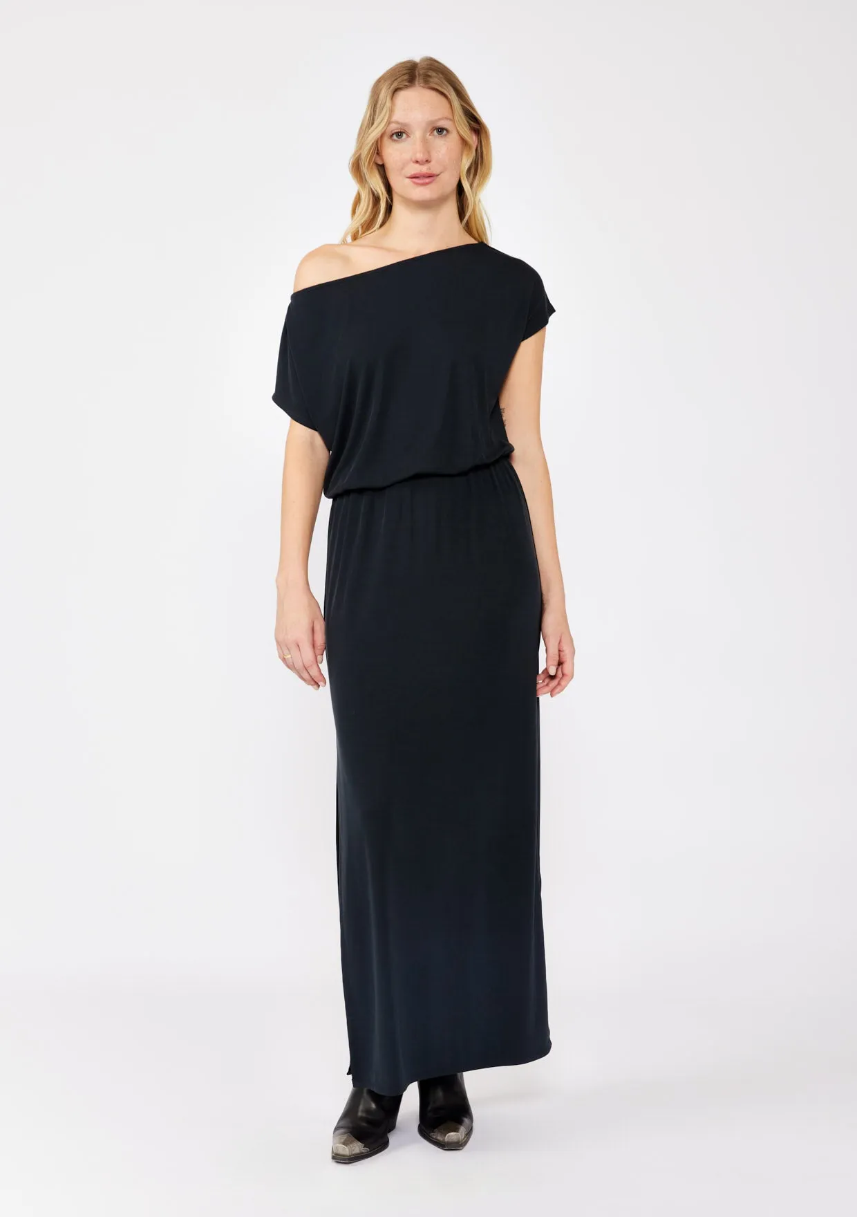 Off-Shoulder Slit Maxi Dress