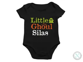 Personalize Name Halloween Baby Bodysuit Gift for Boys with “Little Ghoul”