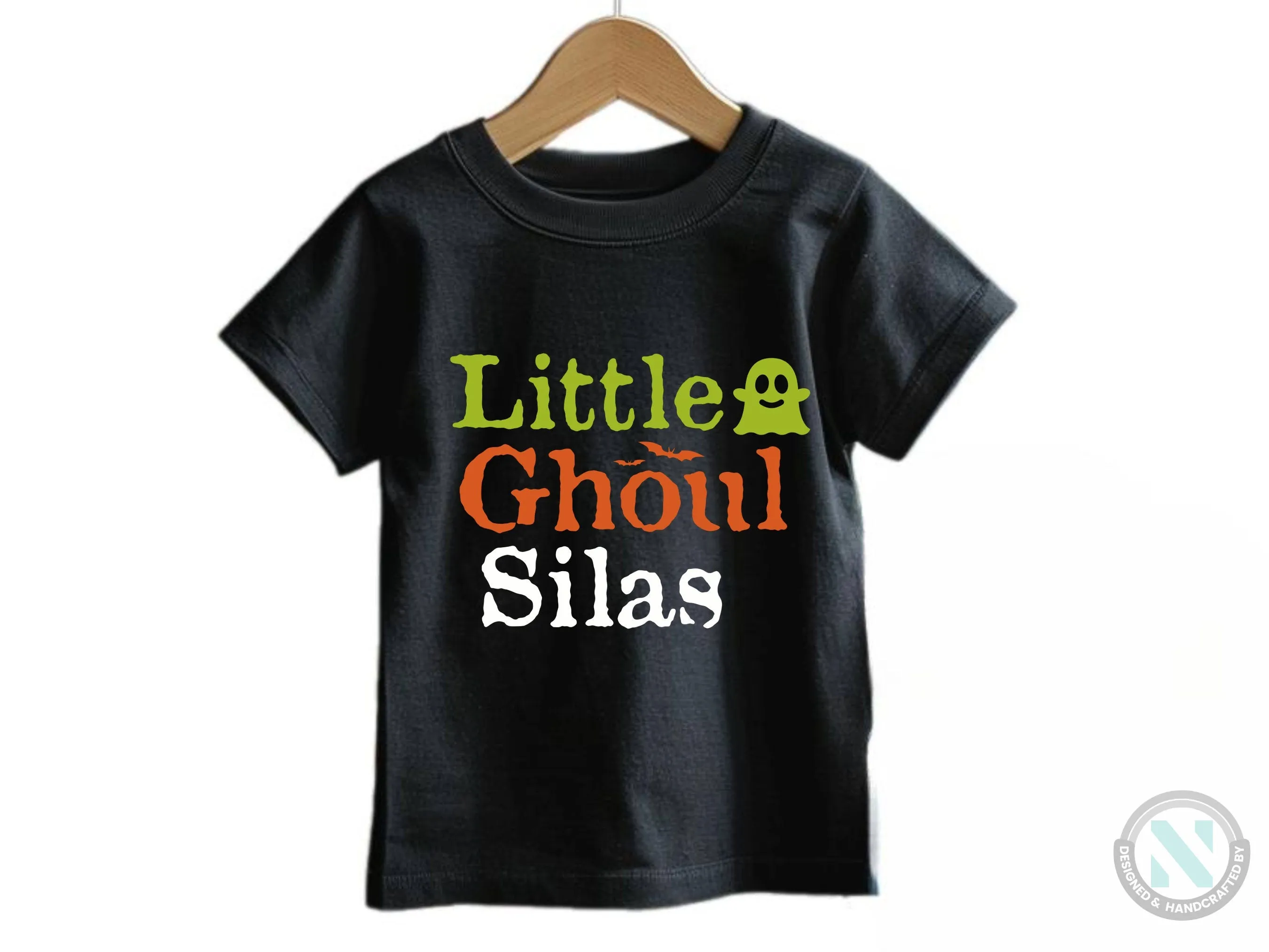 Personalize Name Halloween Baby Bodysuit Gift for Boys with “Little Ghoul”