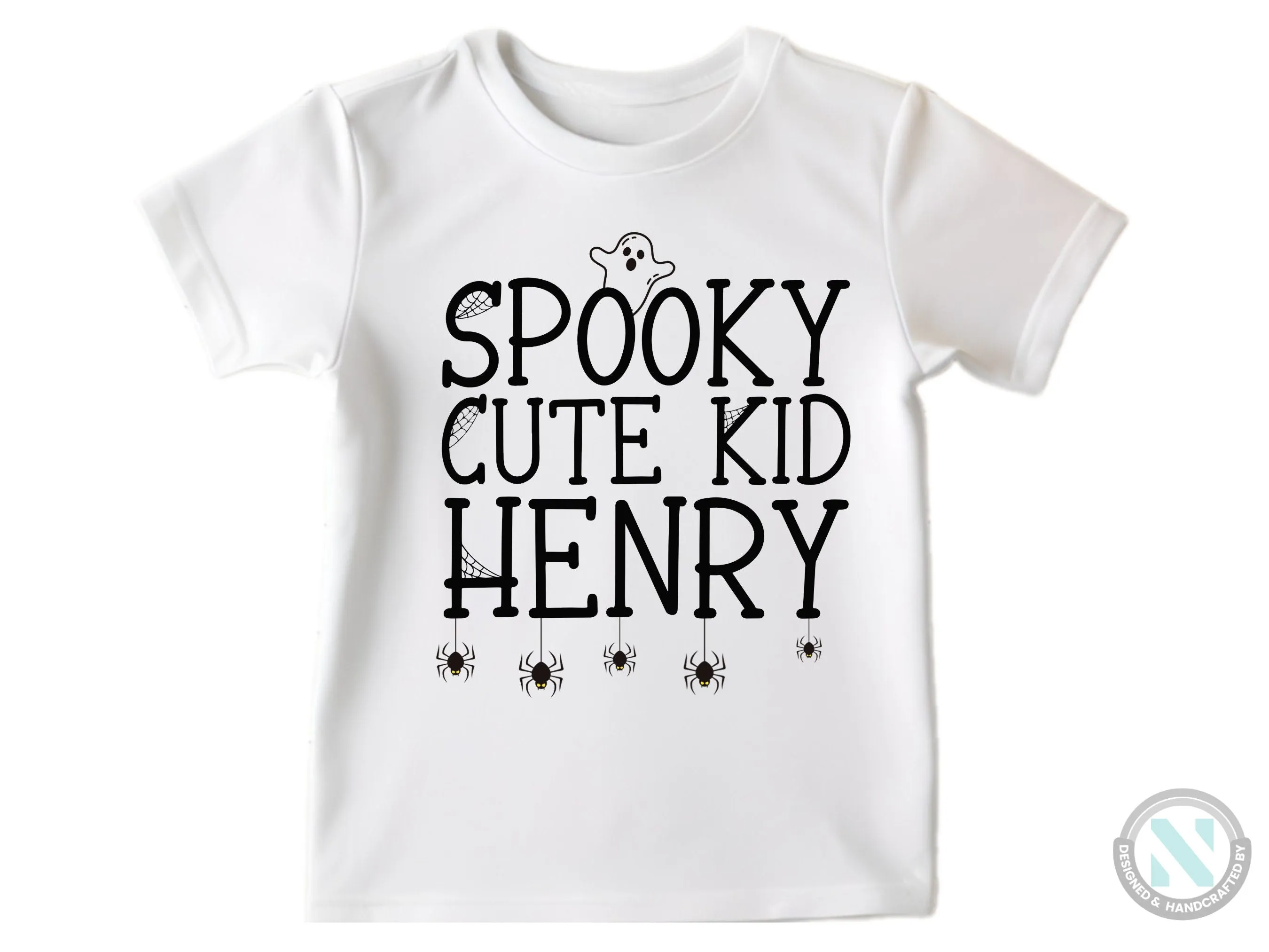 Personalize Name Halloween Baby Grow Gift for Boys with “Spooky Cute Kid”
