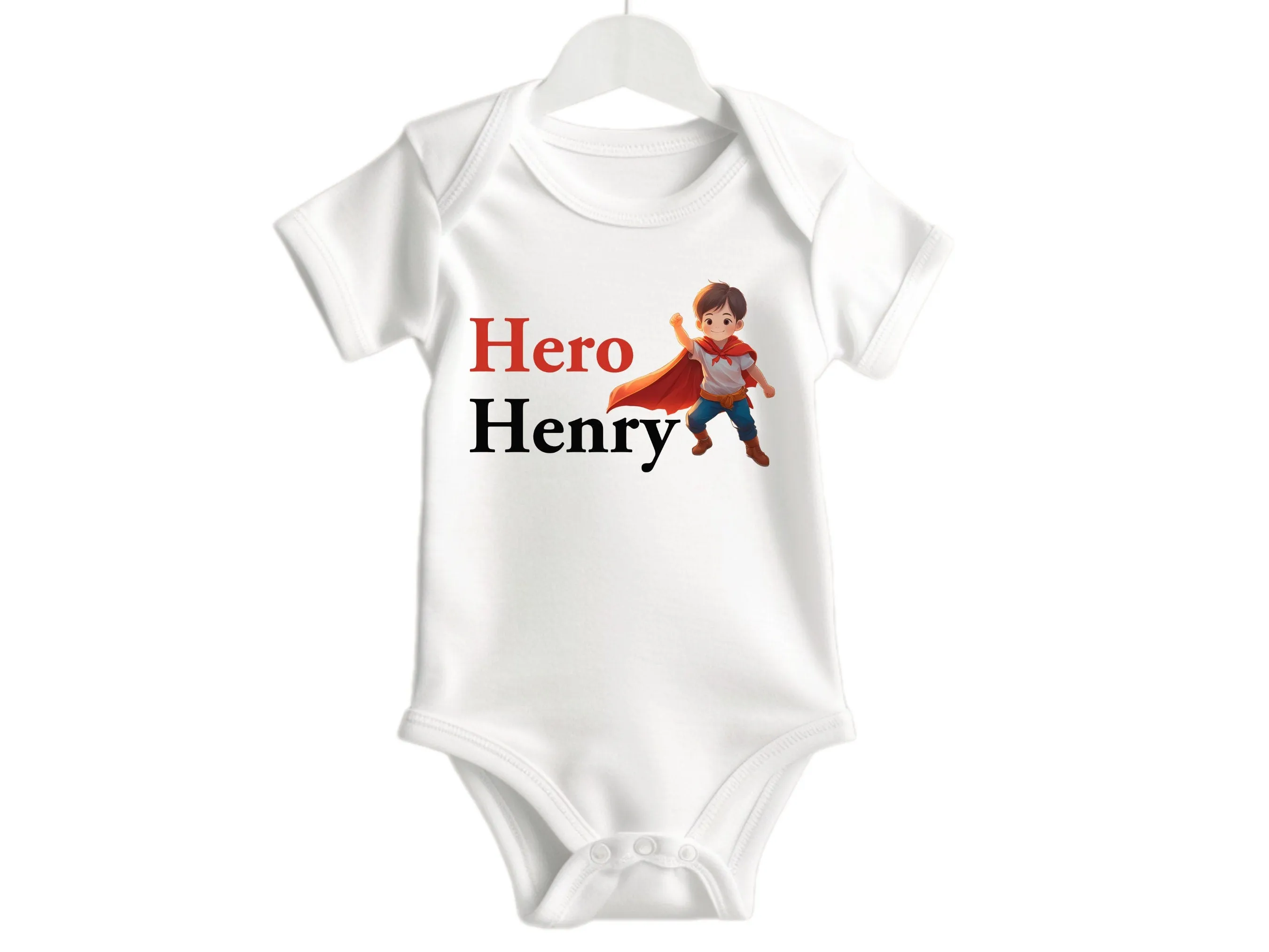 Personalized Short Sleeve Cotton Baby Boys Bodysuit Gift with Hero Printed