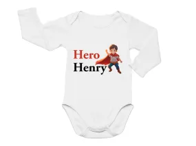 Personalized Short Sleeve Cotton Baby Boys Bodysuit Gift with Hero Printed