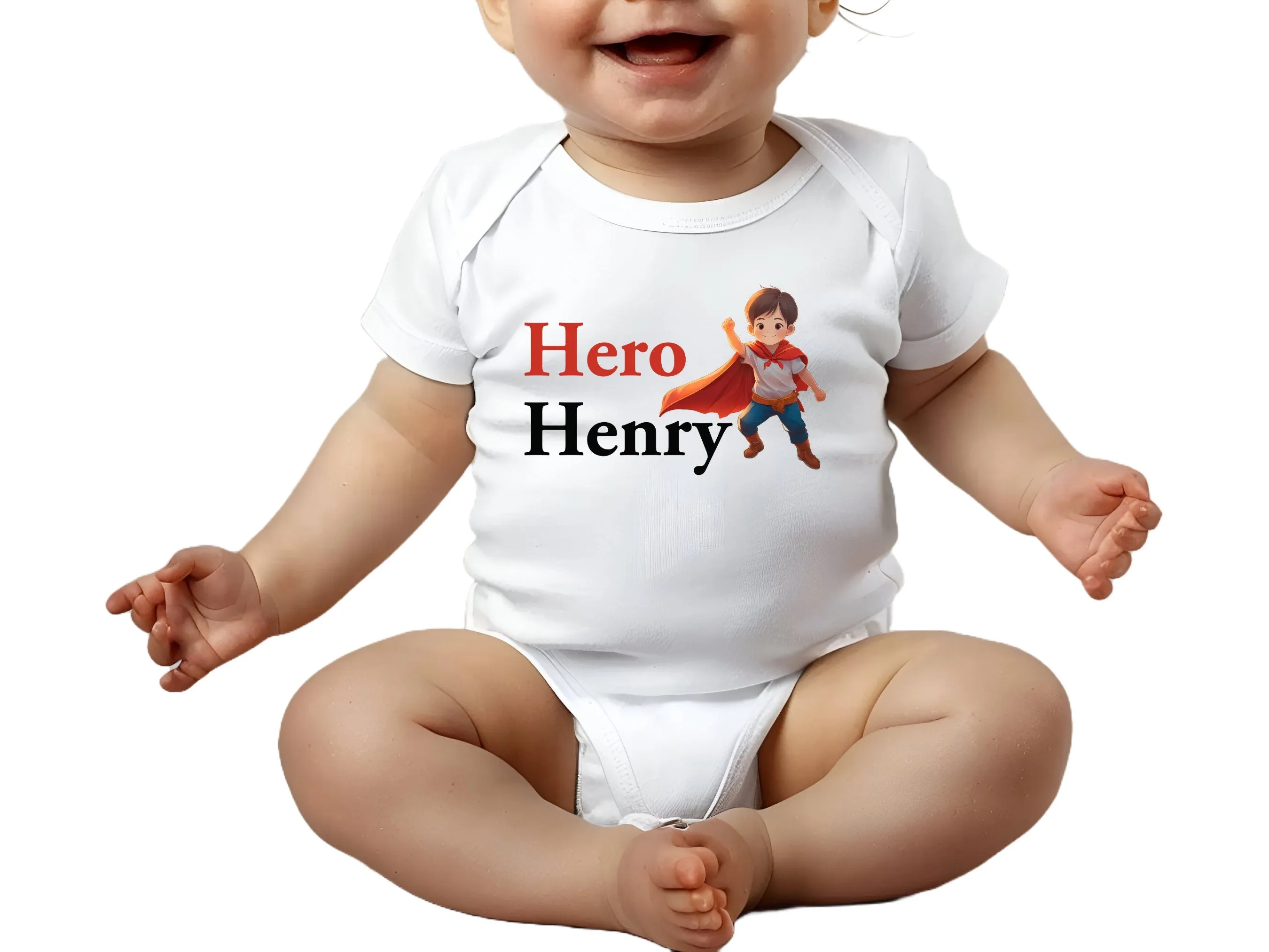 Personalized Short Sleeve Cotton Baby Boys Bodysuit Gift with Hero Printed