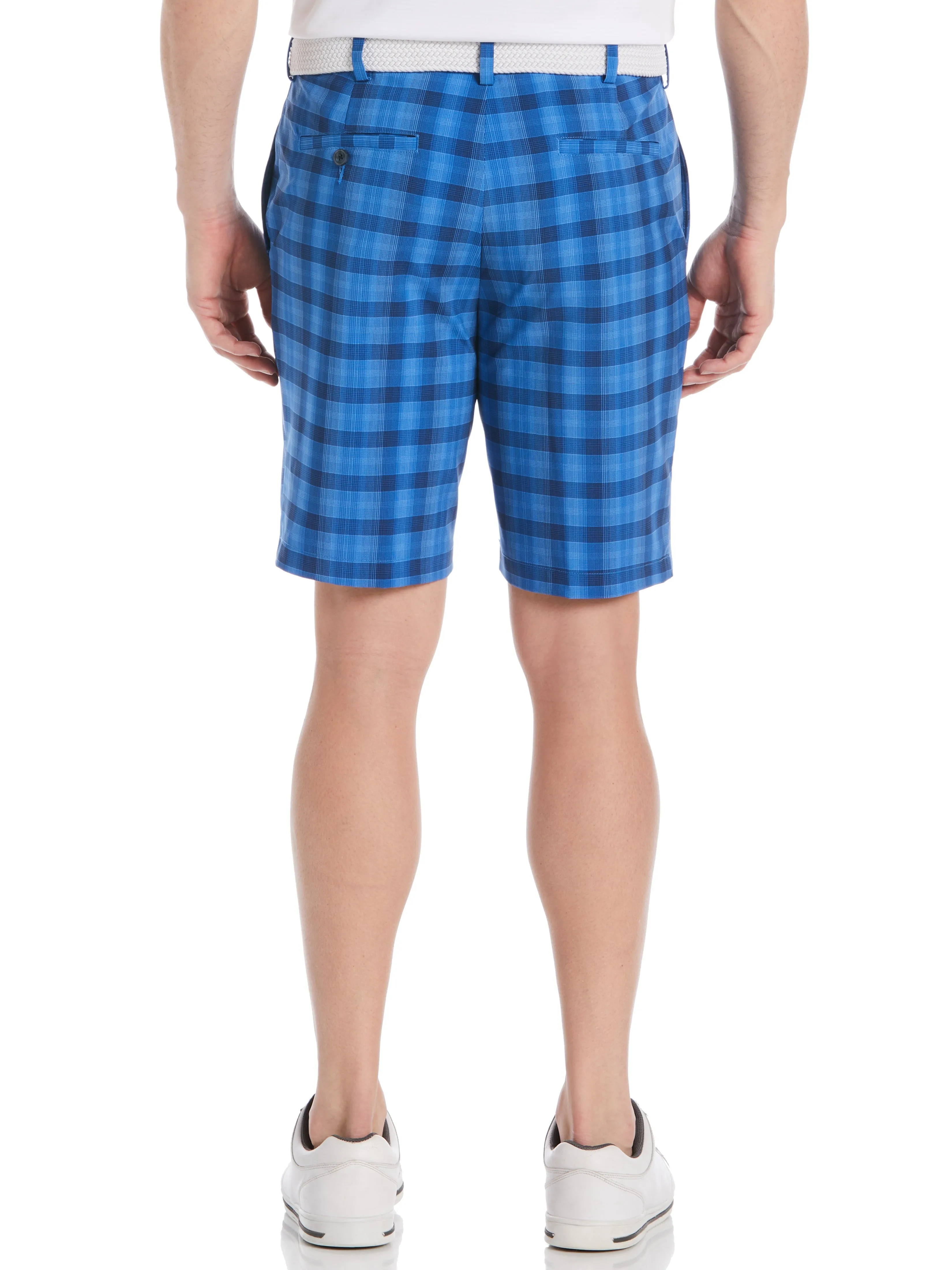 Pga Tour Men's Moisture Wicking Shadow Plaid 9" Golf Shorts Peacoat Blue 42