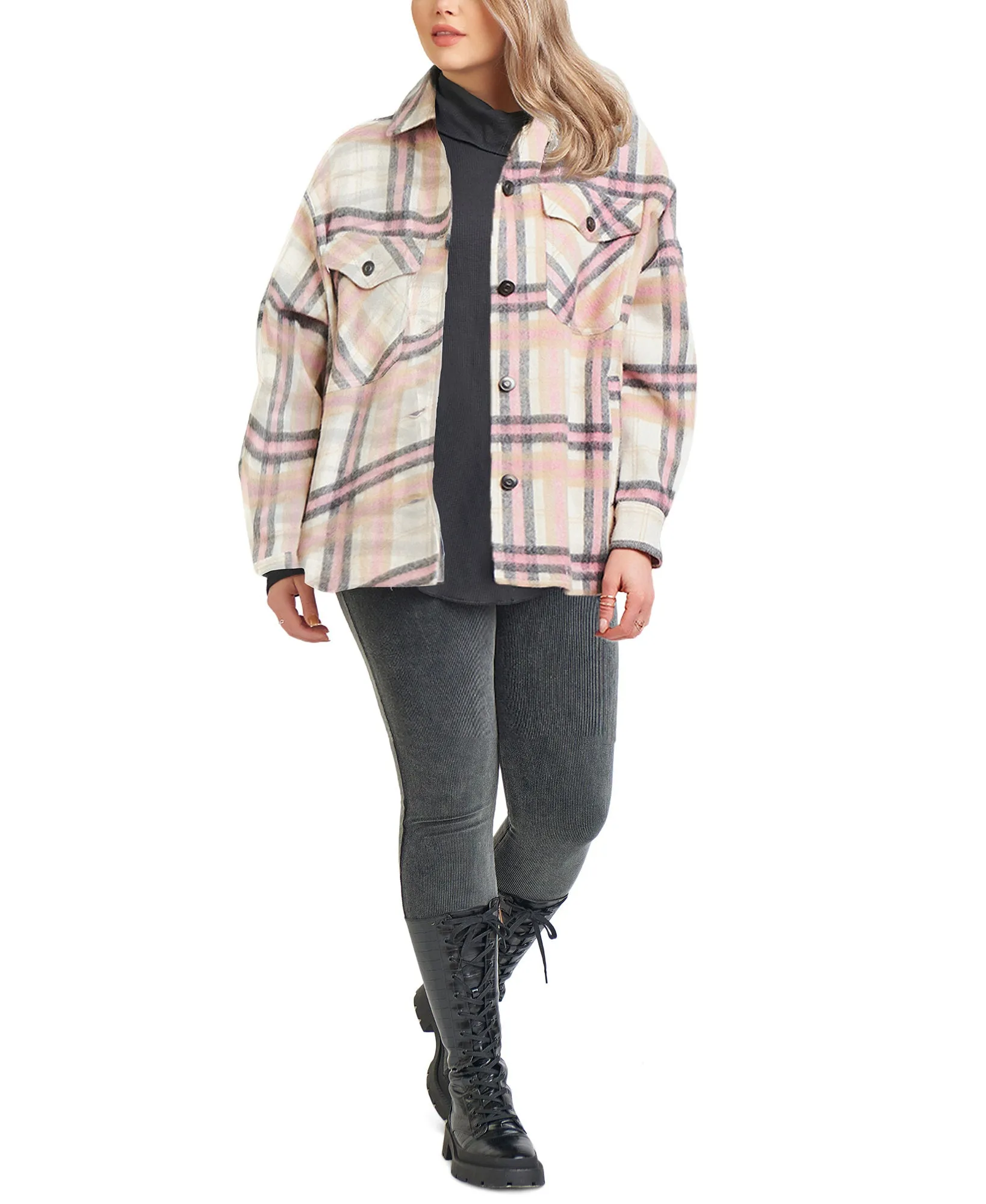 Plus Plaid Overcoat