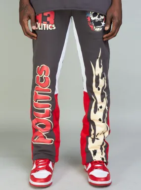 Politics Sweatpants - Stockten - Grey, Red And Tan - 702