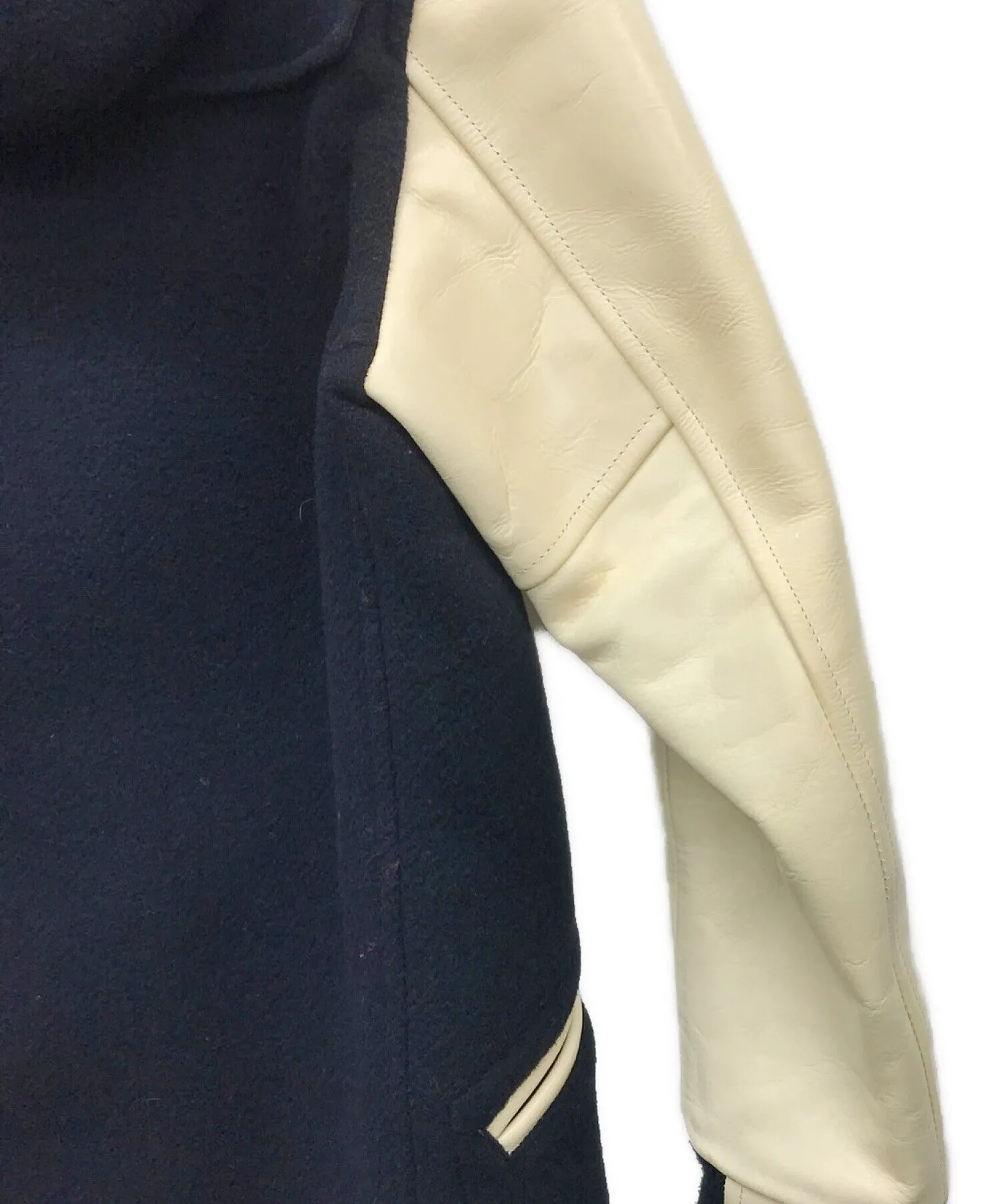[Pre-owned] COMME des GARCONS JUNYA WATANABE MAN Duffel Coat with calfskin sleeve like Varsity Jacket UJ-C001