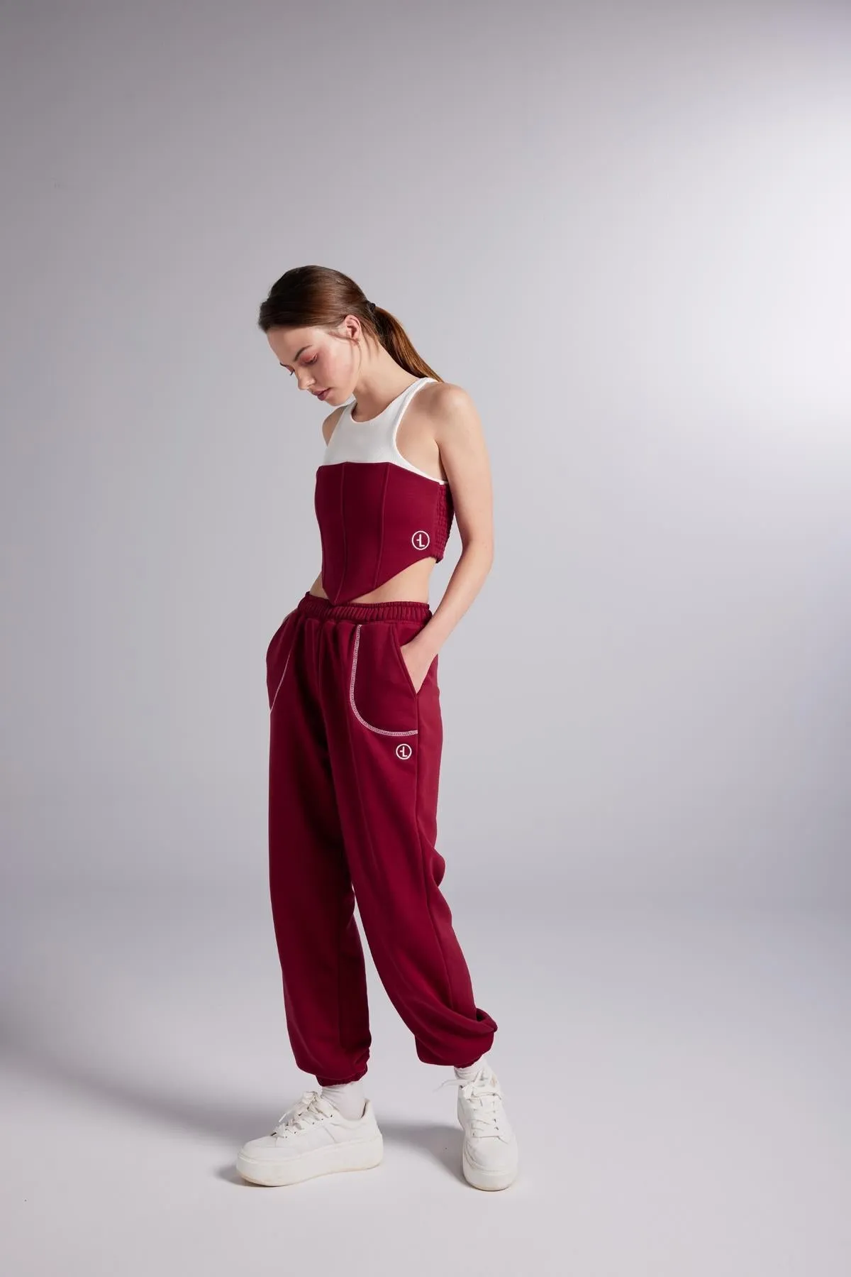 Rhode Elastis Waist Sweatpants Burgundy