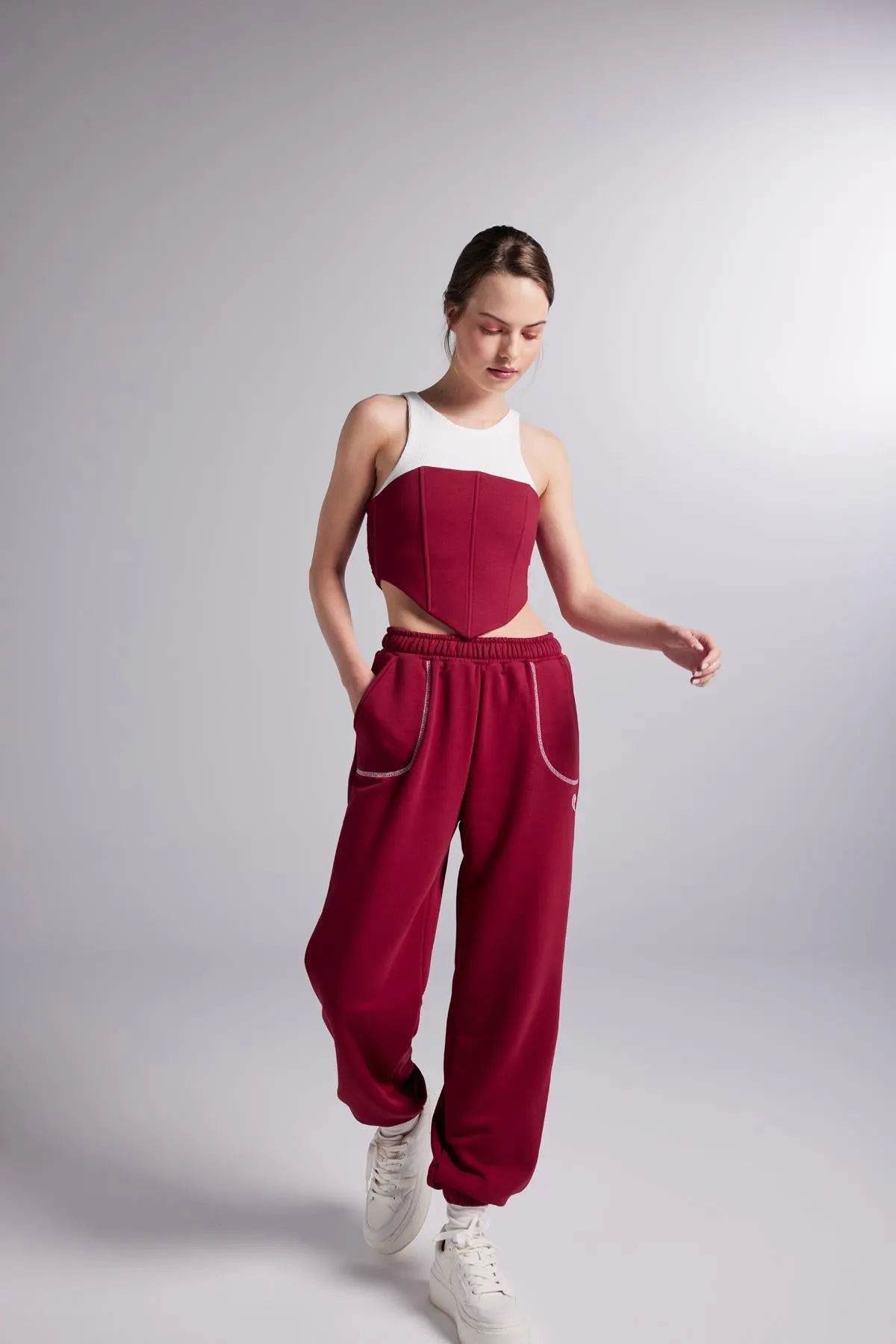 Rhode Elastis Waist Sweatpants Burgundy