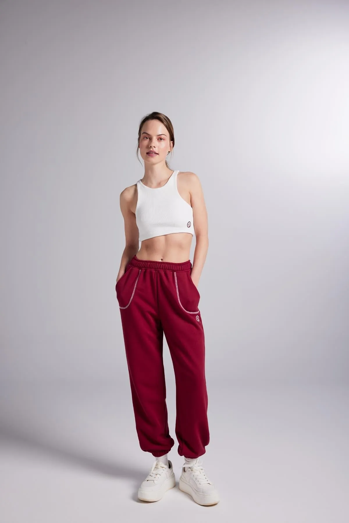 Rhode Elastis Waist Sweatpants Burgundy