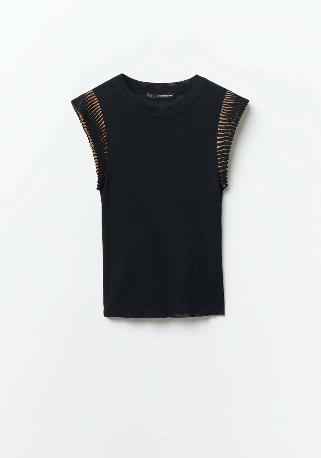 Ruffled Shoulders Top - Black