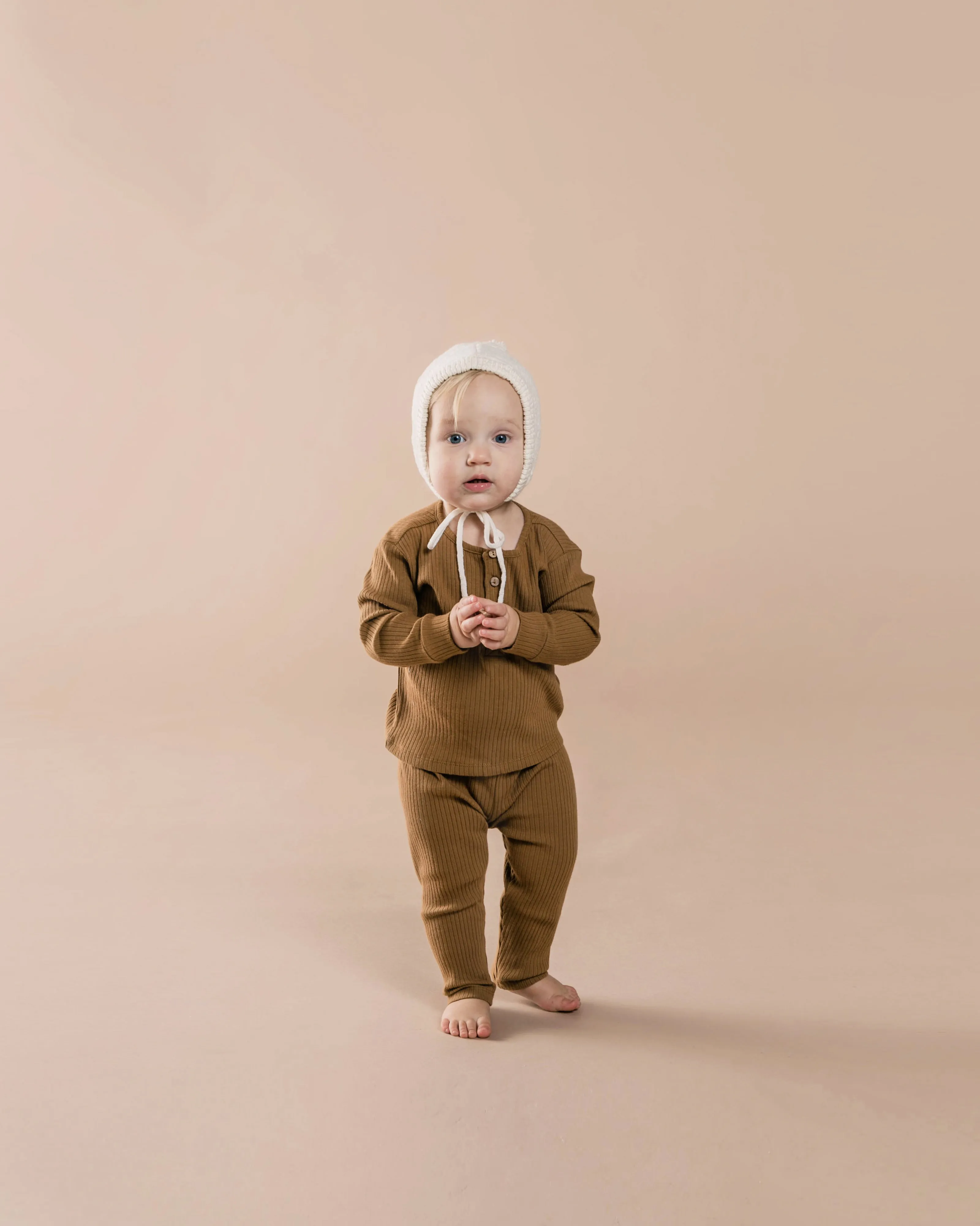 Rylee & Cru Caramel Ribbed Pajama Set