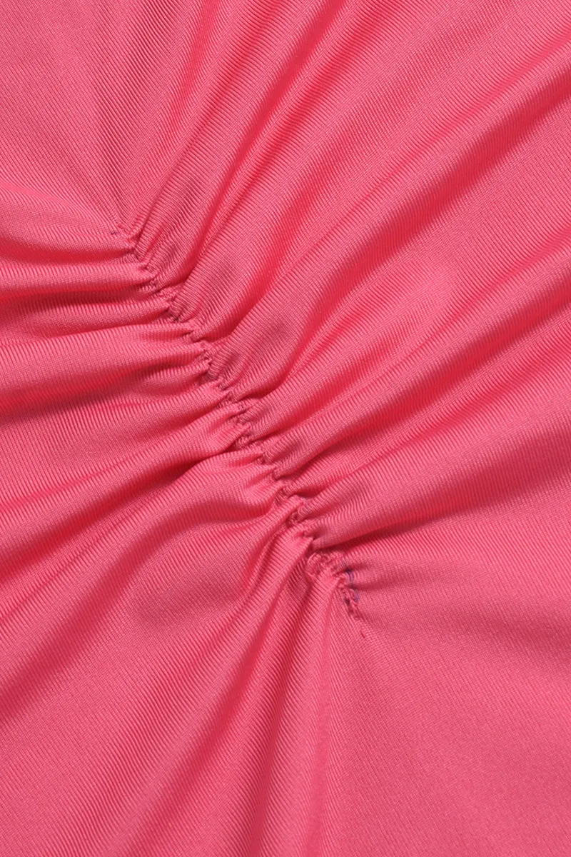 Solid Ruched Cami Backless Maxi Dress