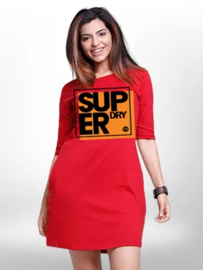 SUPER DRY PRINTED THREE QUARTER SLEEVE T-SHIRT SIDE POCKET FOR WOMEN'S
