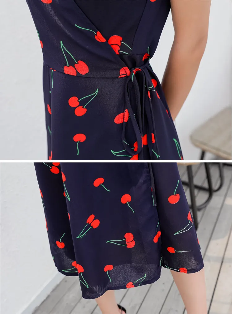 Sweet Floral Print Wrap Dress