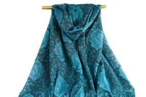 Turquoise Blue Royal Paisley Pashmina Scarf Bohemian Shawl